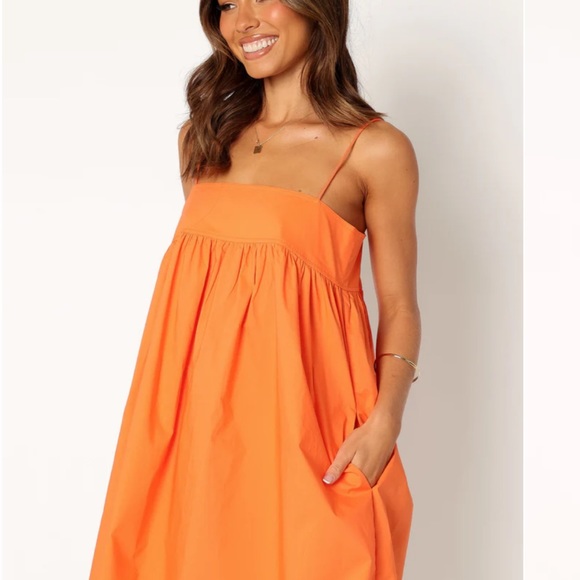 SERINA MINI DRESS - Orange Spaghetti Strap Dress - Picture 4 of 15